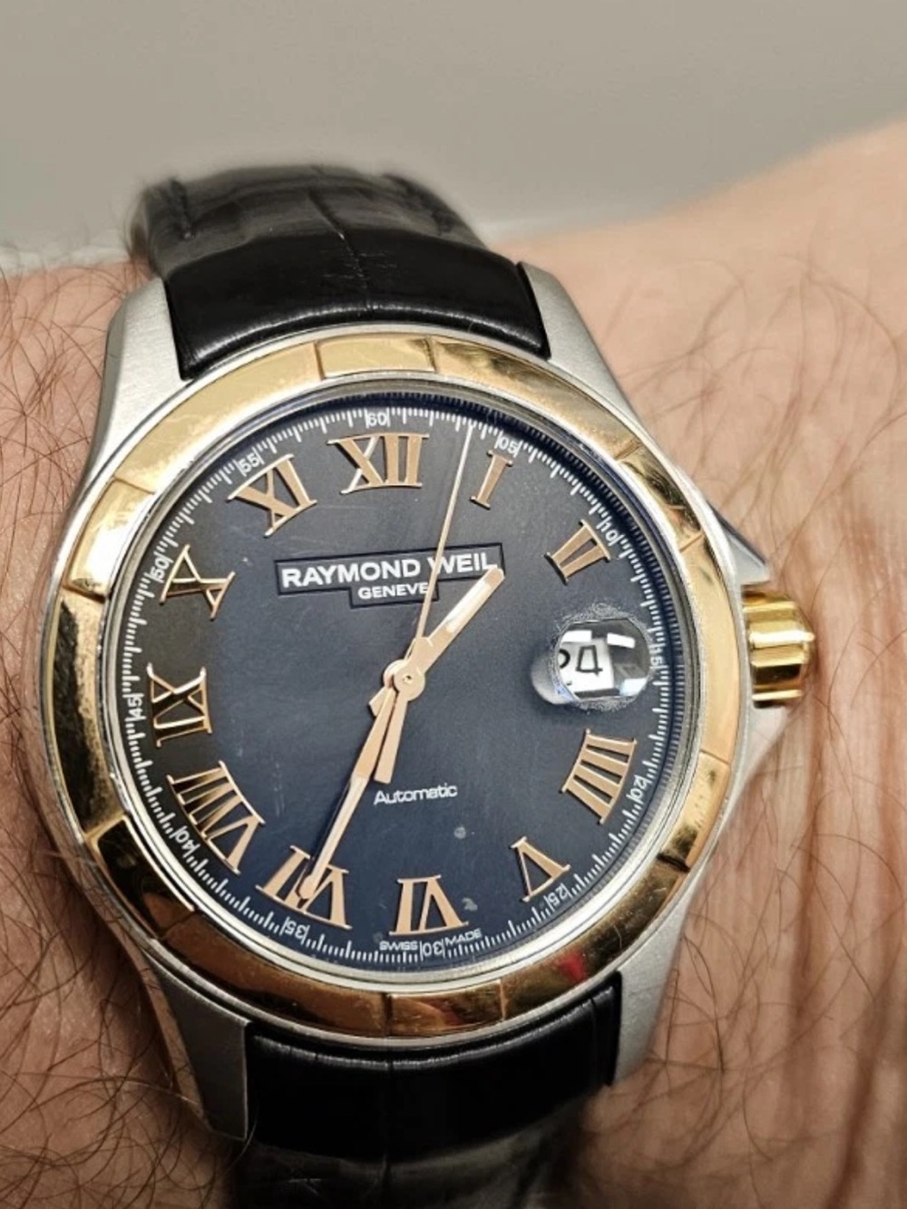 Raymond Weil Parsifal Black Dial Two-Tone Dress Watch
